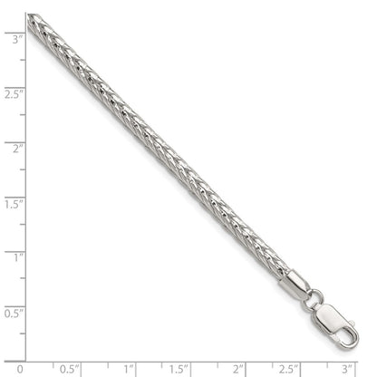 Sterling Silver 3.8mm Diamond-cut Round Franco Chain Bracelet
