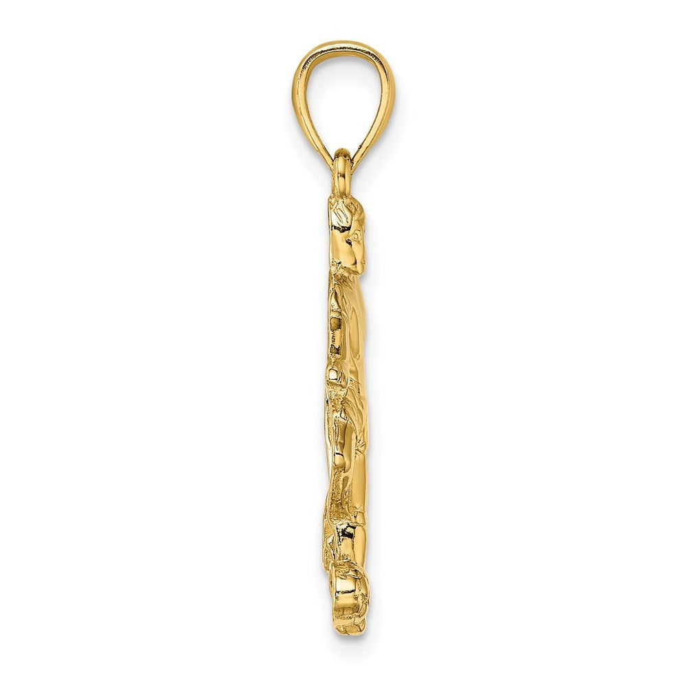 14k Yellow Gold Boy Soccer Player Running with Ball Charm Pendant