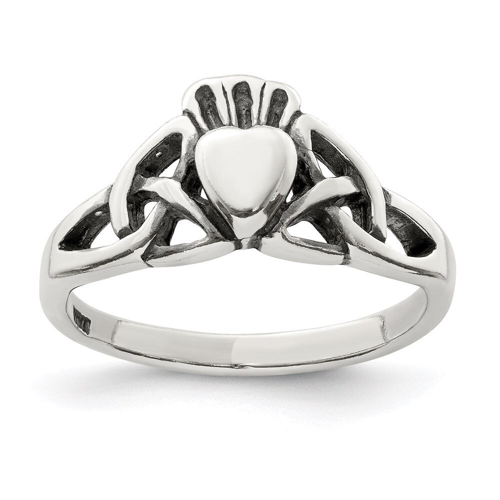 Sterling Silver Antiqued Claddagh Ring Size 6