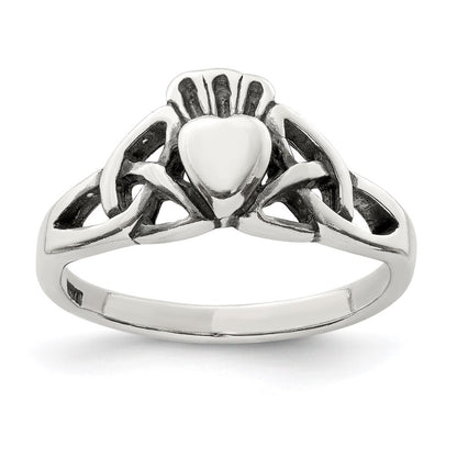 Sterling Silver Antiqued Claddagh Ring Size 6