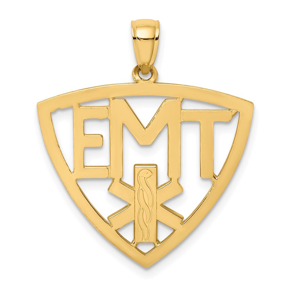14k Yellow Gold Emergency Medical Technician Charm Pendant for Women