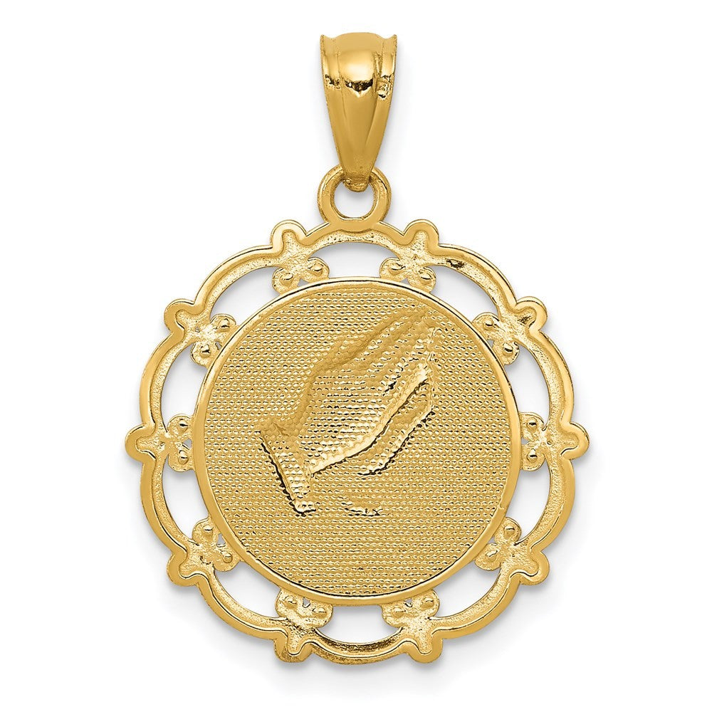 14k Yellow Gold Rhodium Baptism Pendant