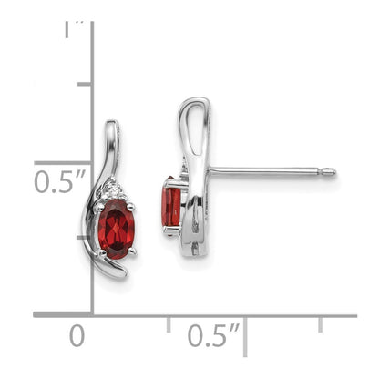 14k White Gold Garnet and Diamond Stud Earrings Gift for Women