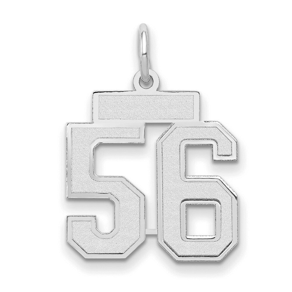 14k White Gold Small Satin Number 56 Charm Pendant for Women