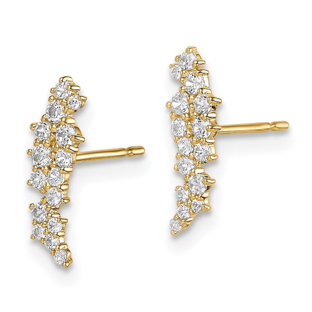 14k Yellow Gold CZ Cluster Earrings