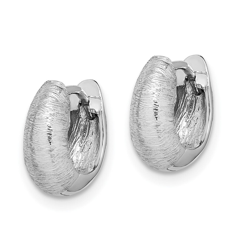 14K White Gold Textured Hoop Earrings Gift for Women