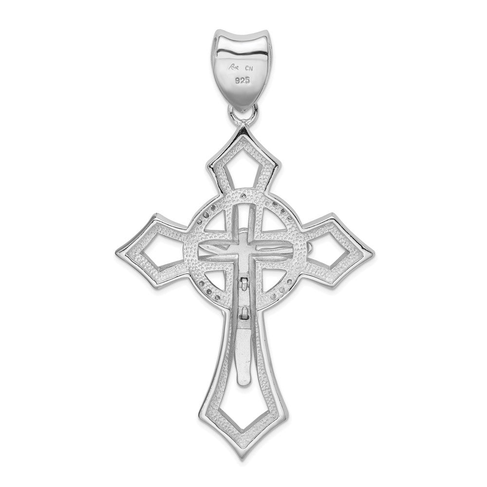 Sterling Silver Rhodium-plated Cubic Zirconia Crucifix Pendant