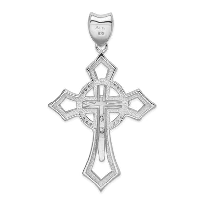 Sterling Silver Rhodium-plated Cubic Zirconia Crucifix Pendant