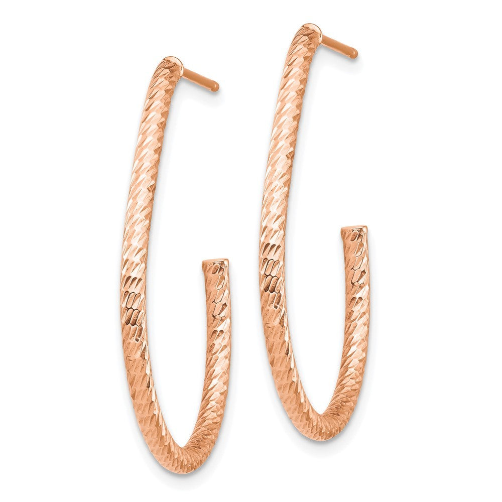 14k Rose Gold Polished Diamond-cut Dangle Earrings