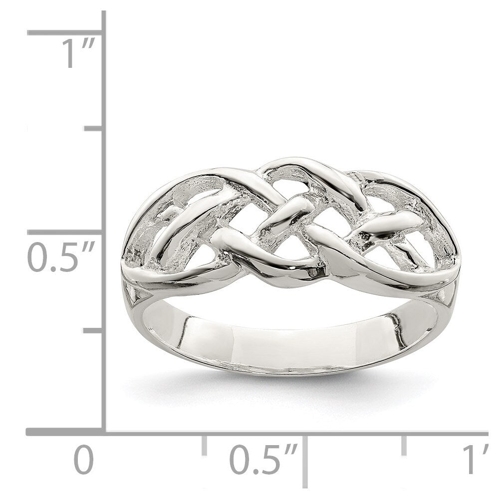 Sterling Silver Polished Woven Celtic Pattern Top Ring Size 8