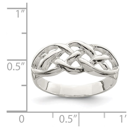 Sterling Silver Polished Woven Celtic Pattern Top Ring Size 8
