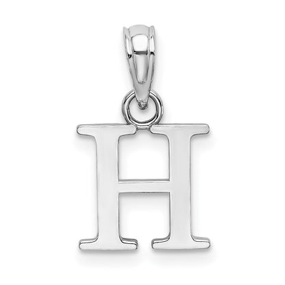 14k White Gold Polished Block Letter H Initial Pendant for Women