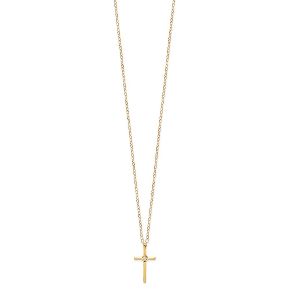 14k Yellow Gold Madi K .01ct Diamond Cross Necklace
