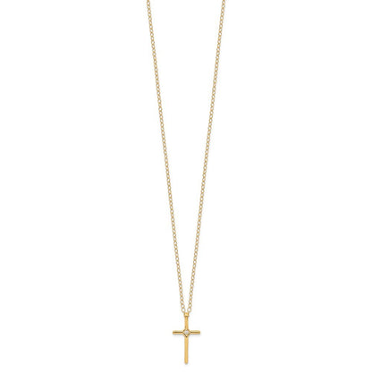 14k Yellow Gold Madi K .01ct Diamond Cross Necklace