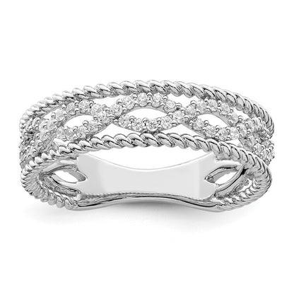 Sterling Silver Rhodium plated CZ Band Size 7