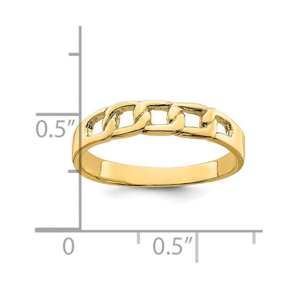 14K Yellow Gold Polished Link Band Ring Size 7