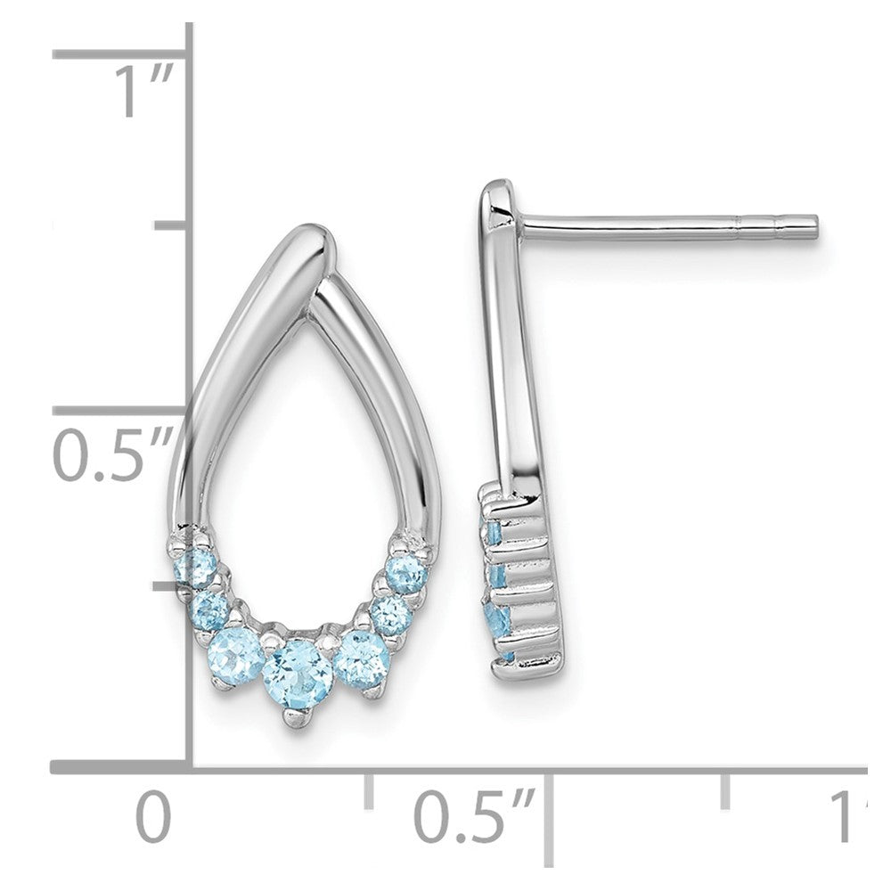 Sterling Silver Rhodium-plated Polished Swiss Blue Topaz Teardrop Earrings