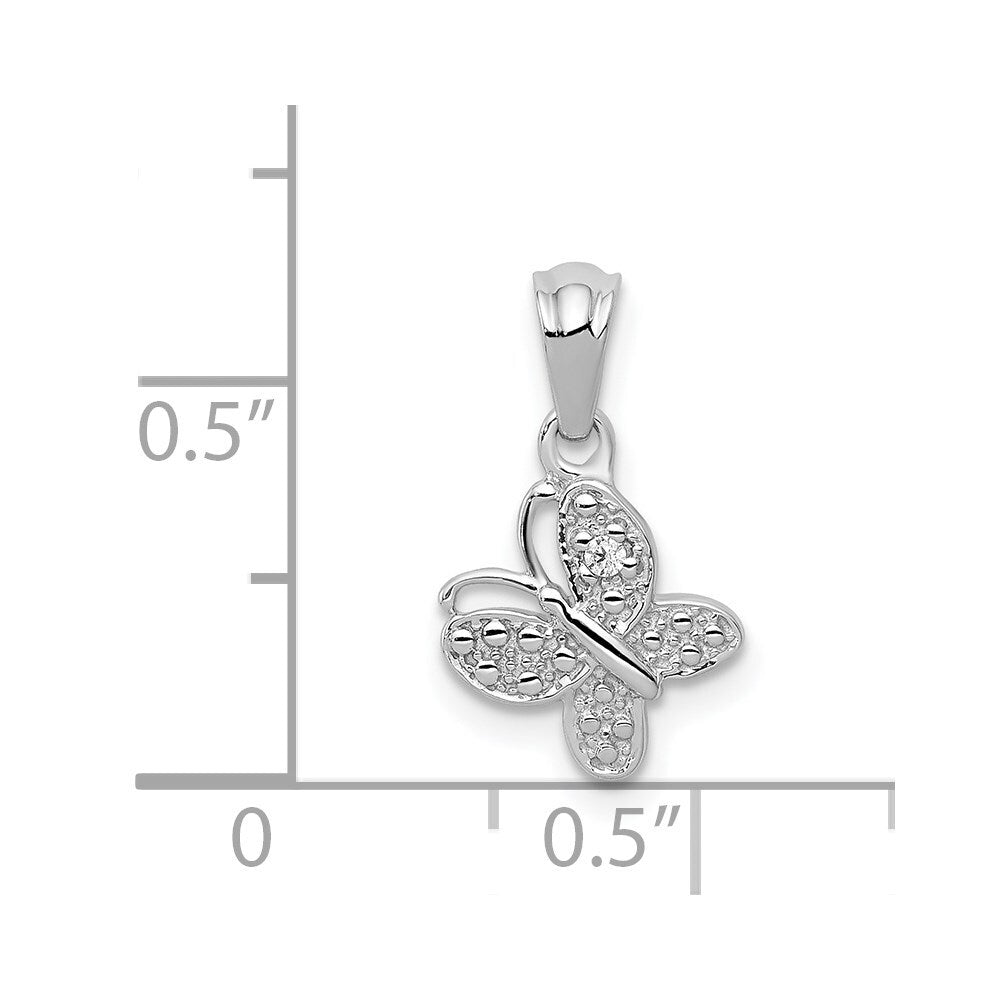 14k White Gold .01ct. Diamond Butterfly Pendant for Women