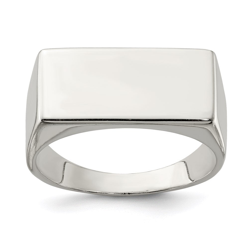 Sterling Silver 9x19mm Closed Back Signet Ring Size 9