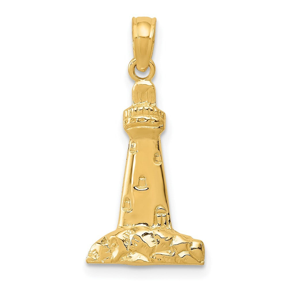 14k Yellow Gold CAPE MAY Lighthouse Charm Pendant for Women