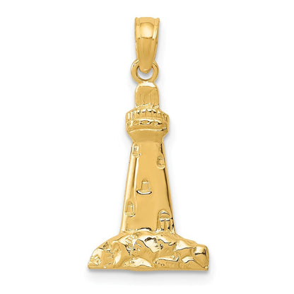 14k Yellow Gold CAPE MAY Lighthouse Charm Pendant for Women
