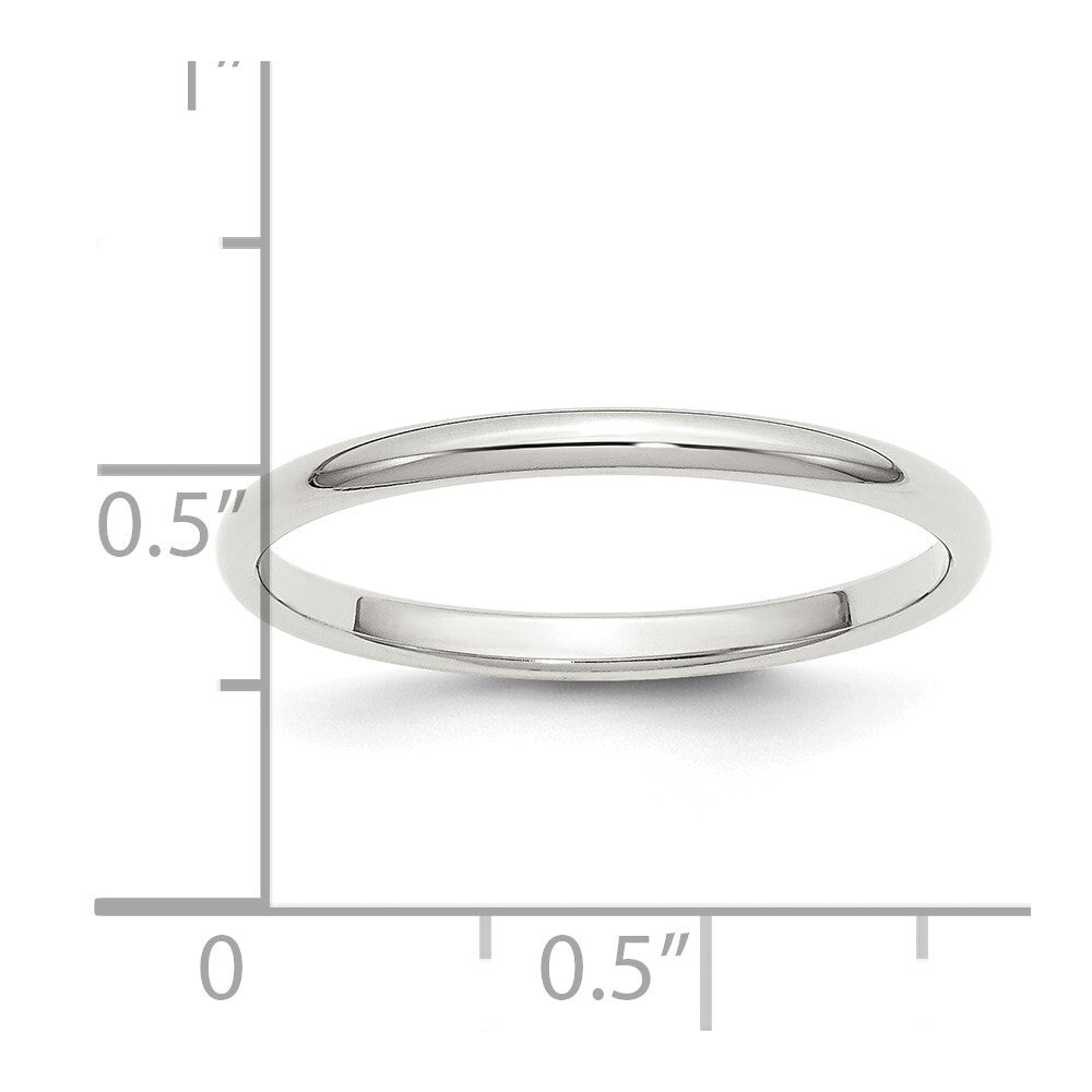 Sterling Silver 2mm Half Round Size 12 Band Ring