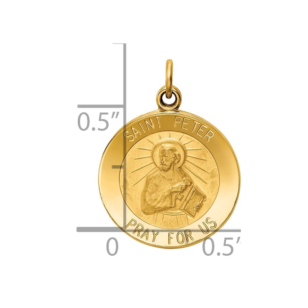 14k Yellow Gold Saint Peter Medal Charm Pendant for Women