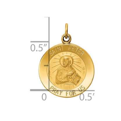 14k Yellow Gold Saint Peter Medal Charm Pendant for Women
