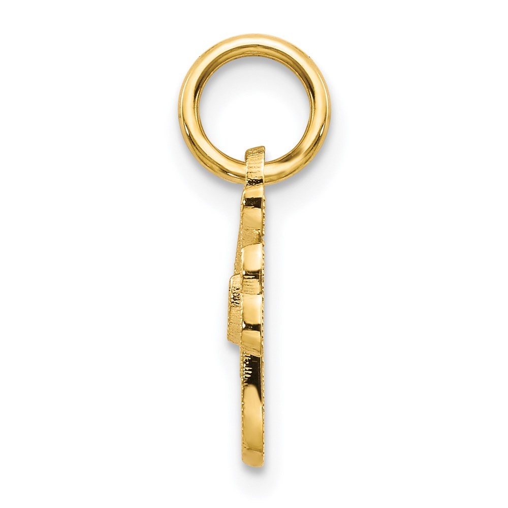 14k Yellow Gold Script Letter F Initial Charm Pendant
