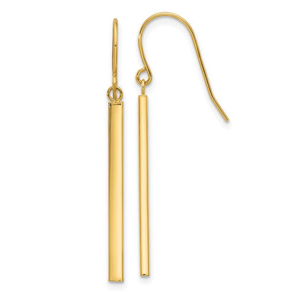 14k Yellow Gold Bar Dangle Earrings
