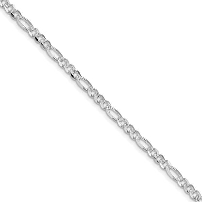 Sterling Silver Rhodium-plated 4mm Flat Figaro Chain Necklace