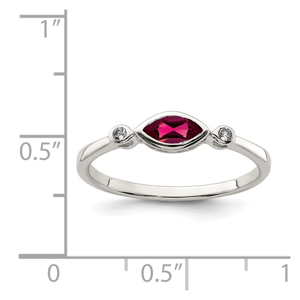 Sterling Silver Rhod-pltd Polished Created Ruby and White Topaz Ring Size 7