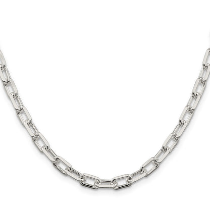 Sterling Silver 5.75mm Diamond-cut Long Link Cable Chain Necklace