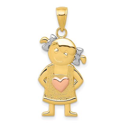 14k Yellow and Rose Gold Rhodium Girl Pendant for Women
