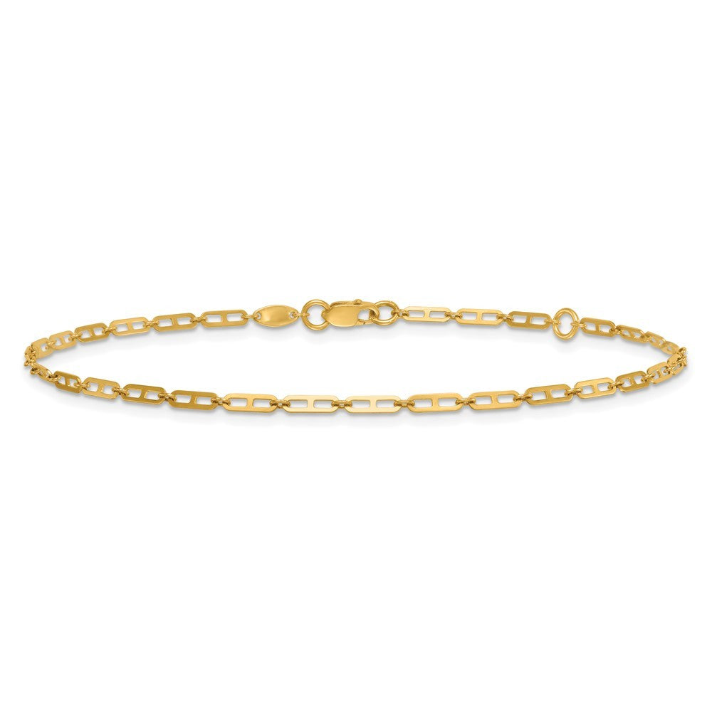 14k Yellow Gold Polished Anchor Link 10" Anklet