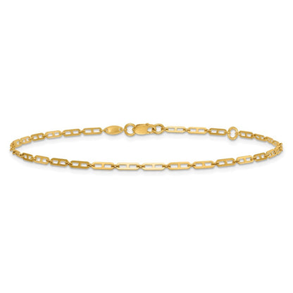 14k Yellow Gold Polished Anchor Link 10" Anklet