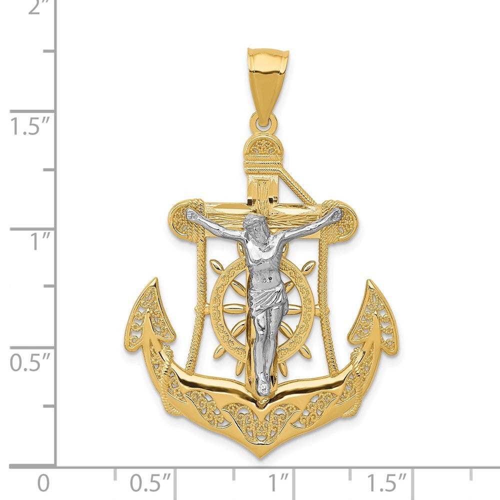 14k Two-Tone Gold Mariner's Cross Pendant