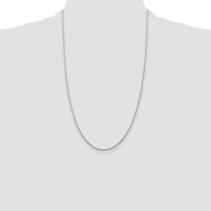 Sterling Silver Rhodium-plated 1.95mm Cable Chain