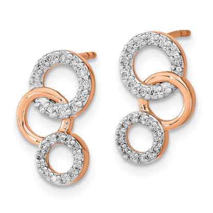 14k Rose Gold Diamond Circles Drop & Dangle Earrings