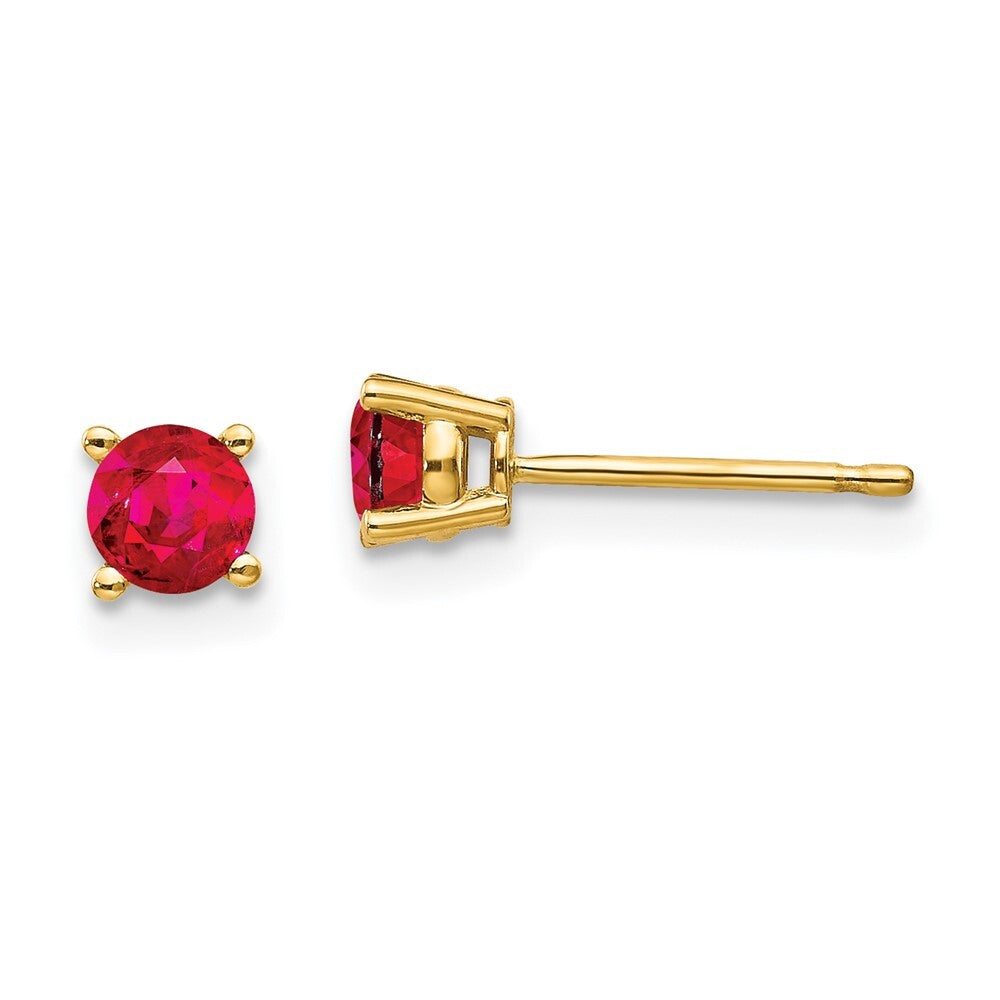 14k Yellow Gold Ruby Stud Earrings Gift for Women
