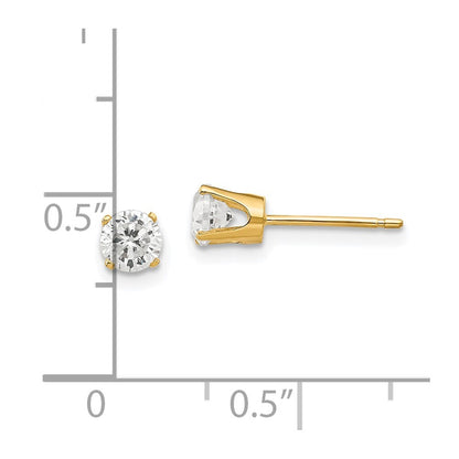 14k Yellow Gold 4.25mm Cubic Zirconia Stud Earrings Gift for Women