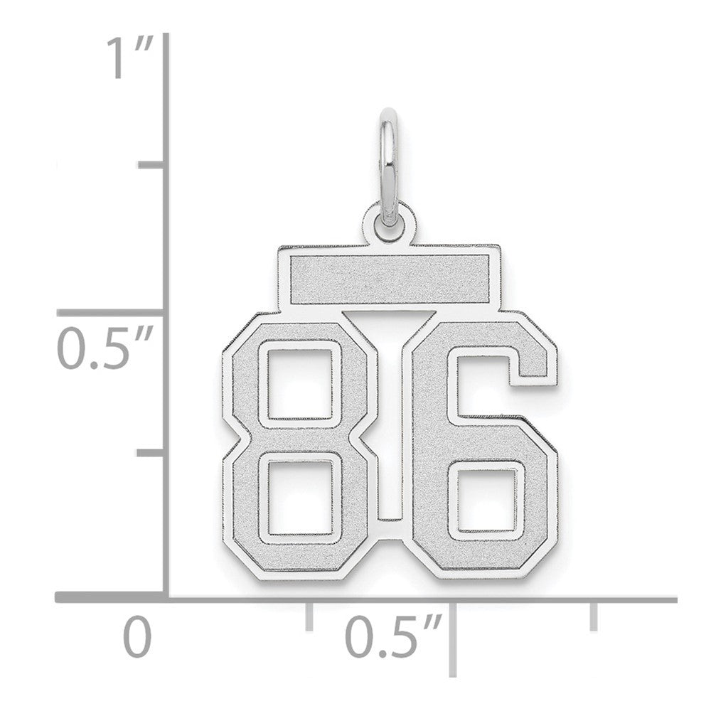 14K White Small Satin Number 86 Charm