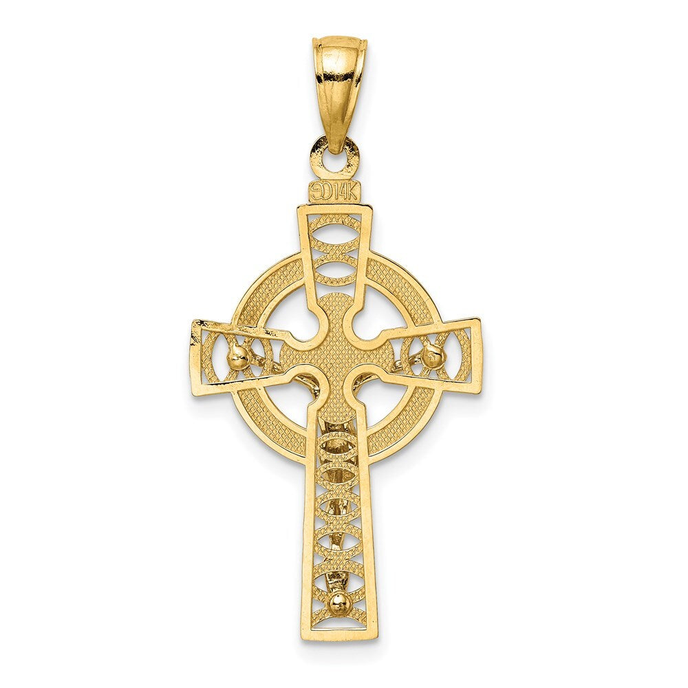 14k Two-tone Gold Celtic Crucifix  Eternity Circle Charm Pendant