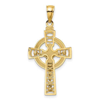 14k Two-tone Gold Celtic Crucifix  Eternity Circle Charm Pendant