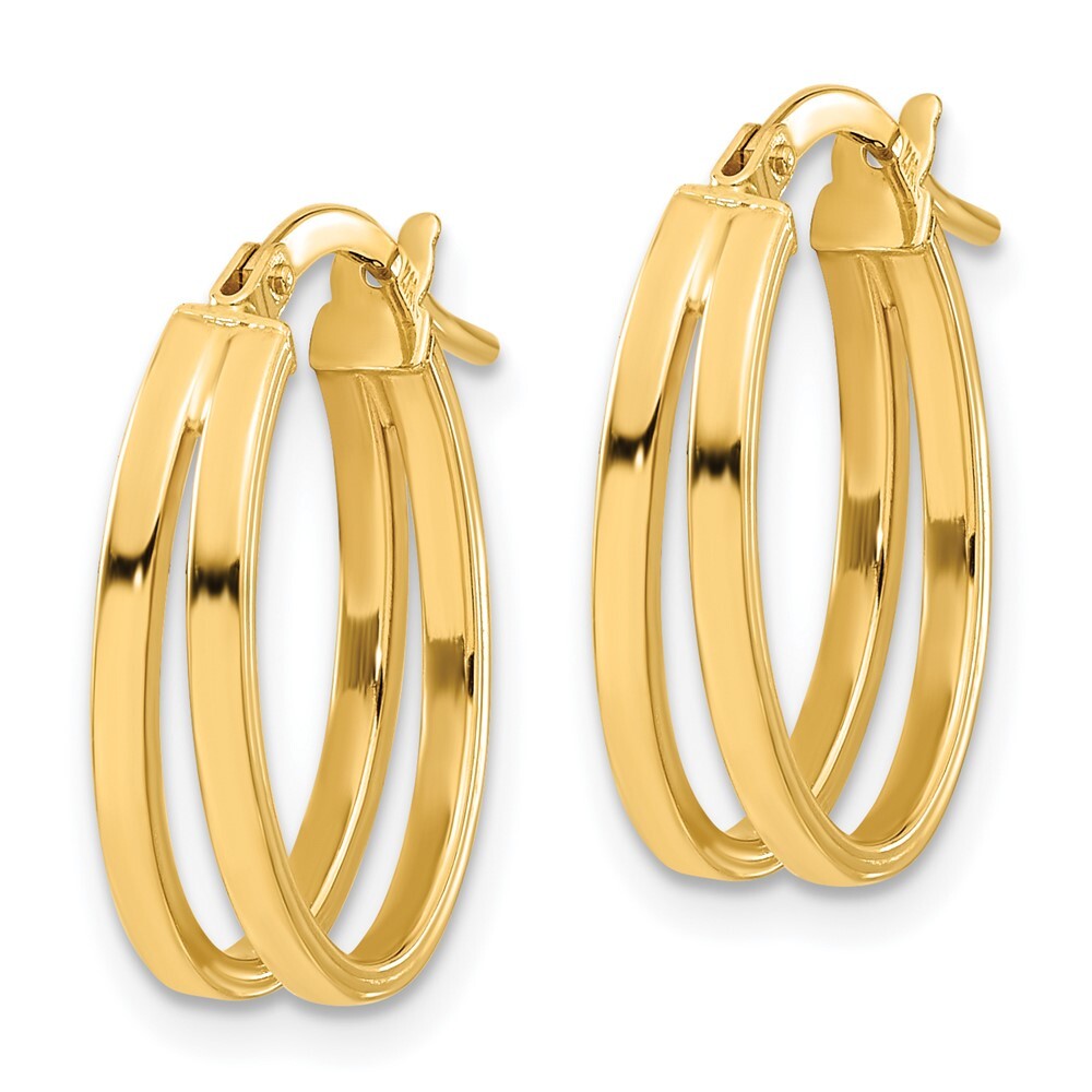 14k Yellow Gold Polished Double Hoops Gift for Women