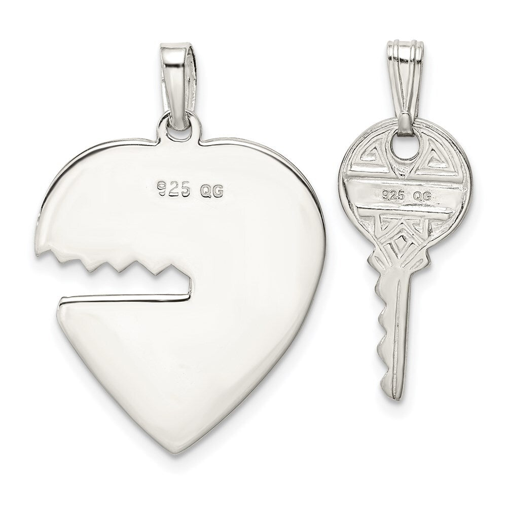Sterling Silver Heart and Key Charms Holiday Gift for Women