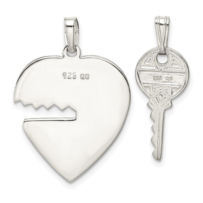 Sterling Silver Heart and Key Charms Holiday Gift for Women