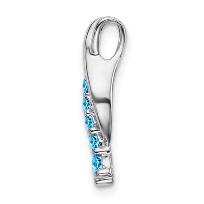 14k White Gold Blue Topaz Journey Chain Slide