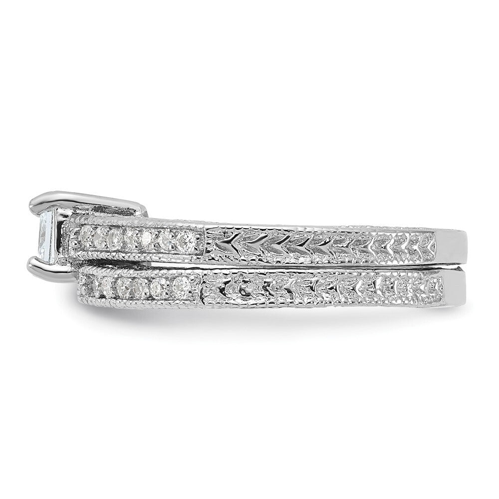 Sterling Silver Rhodium-plated 2-Piece Cubic Zirconia Wedding Set Ring Size 6