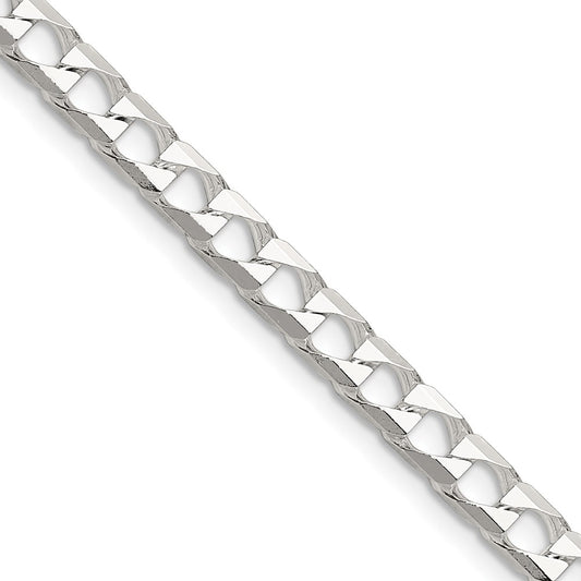 Sterling Silver 5mm Diamond-Cut Square Curb Chain Necklace